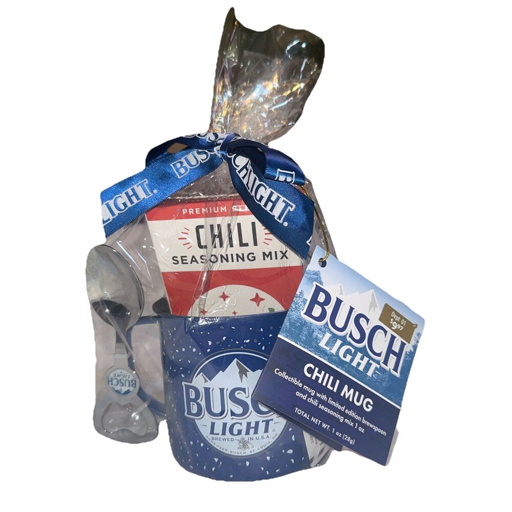 Busch Light Chili Mug Gift Set W/ Brew Spoon Limited Edition Seasoning 1 Oz NEW